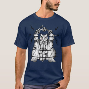 Bakeneko with Raijin Drums Japanese Monster Cat Ha T-shirt
