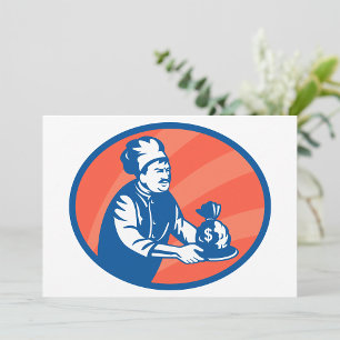 Baker avec une plaque d'argent Invitations