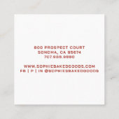 Baker Bakery Cupcake Logo Square Visitekaartje (Achterkant)