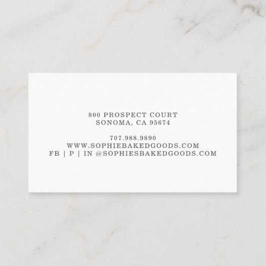 Baker Bakery Logo Dessert Carte de visite de resta (Dos)