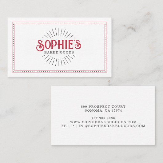 Baker Bakery Logo Dessert Carte de visite de resta (Devant / Derrière)
