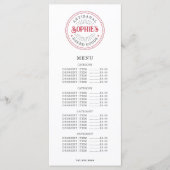 Baker Bakery Pastry Chef Catering Flat Menu (Voorkant)