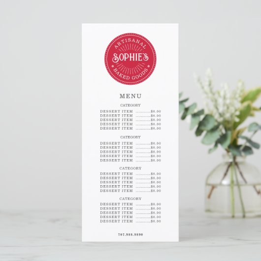 Baker Bakery Pastry Chef Logo Catering Flat Menu (Staand voorkant)