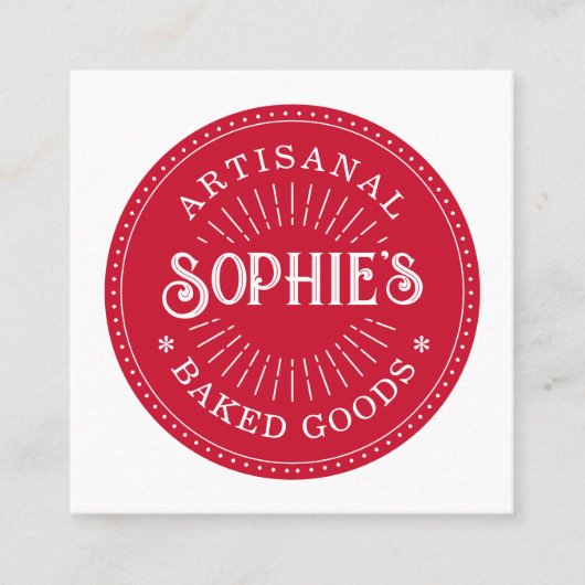 Baker Bakery Pastry Chef Typografie Vierkante Visitekaartje (Voorkant)