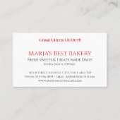 Baker Bakery Store Cafe Business Card Visitekaartje (Achterkant)