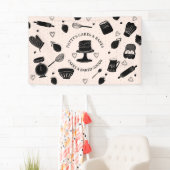 Baker Baking Utensils Roze Zwart Zakelijk Spandoek (Insitu)