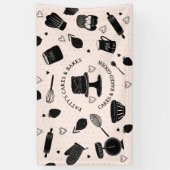 Baker Baking Utensils Roze Zwart Zakelijk Spandoek (Verticaal)