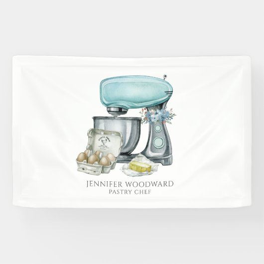 Baker Baking Waterverf Pastry Chef Spandoek (Horizontaal)