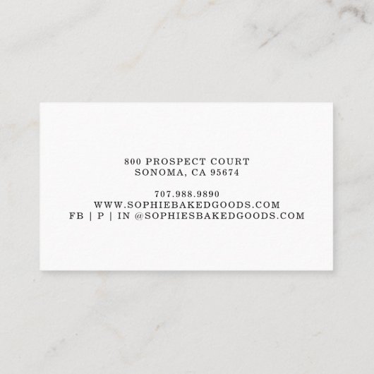 Baker bakkerij Pastry Chef Catering Red Logo Visitekaartje (Achterkant)