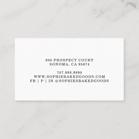 Baker Bakkerij Pastry Chef Red Logo Visitekaartje (Achterkant)