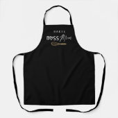 Baker Boss Ma Stijlvol penseelscript zwart Schort (Voorkant)