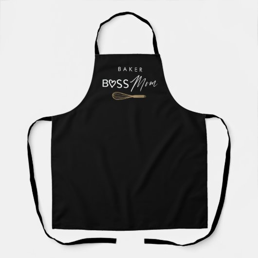 Baker Boss Ma Stijlvol penseelscript zwart Schort (Voorkant)