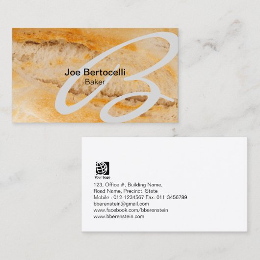 Baker Brood Textuur Monogram Visitekaartje (Voorkant / Achterkant)