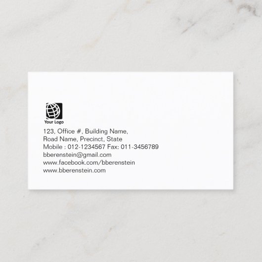 Baker Brood Textuur Monogram Visitekaartje (Achterkant)