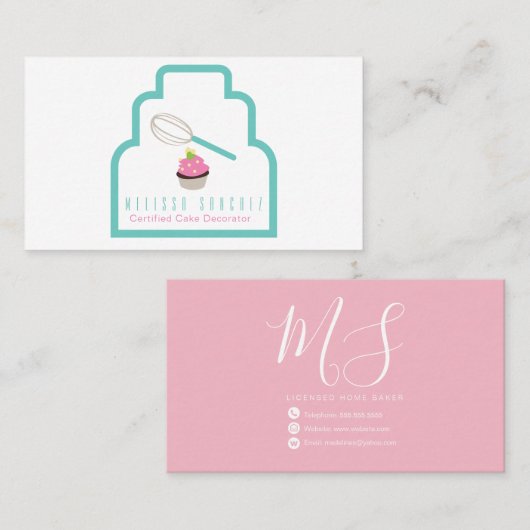Baker Cake Logo Bakkerij Chocolade Cupcakes Visitekaartje (Voorkant / Achterkant)