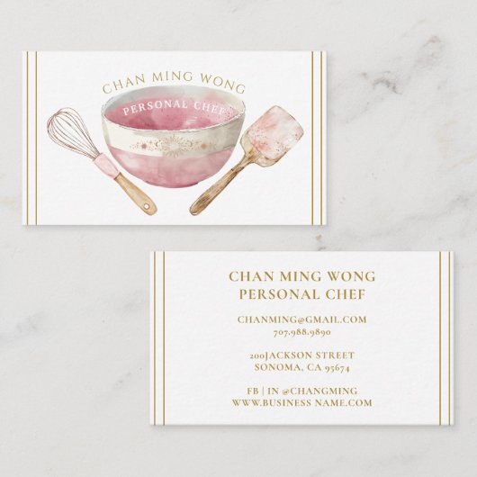 Baker Chef Caterer Carte de visite (Devant / Derrière)