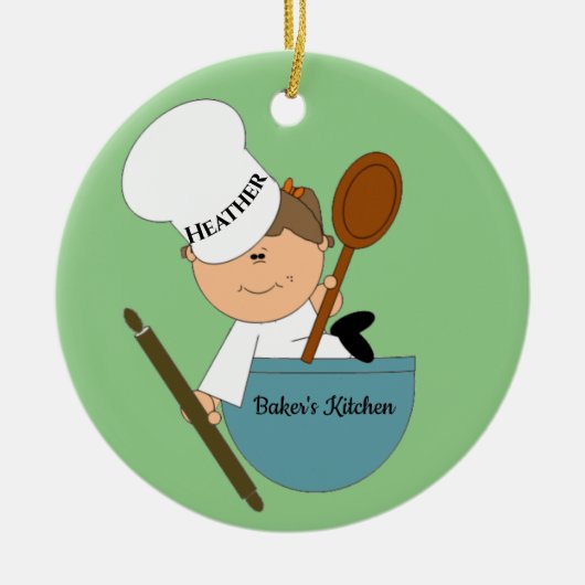 Baker Chef Design Ceramic Ornament (Voorkant)