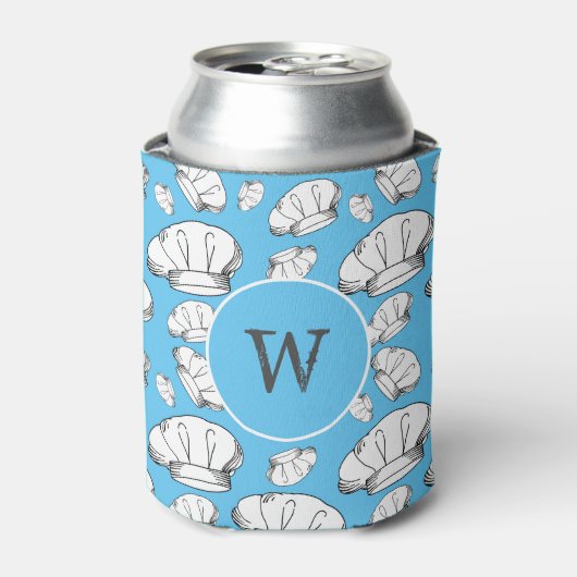 Baker Chef Pet Patterned Blue Monogramed Blikjeskoeler (Blikje Voorkant)