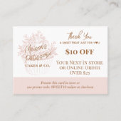 Baker Floral Cupcake Thank You Promo Code Bakery Kortingskaartje (Voorkant)