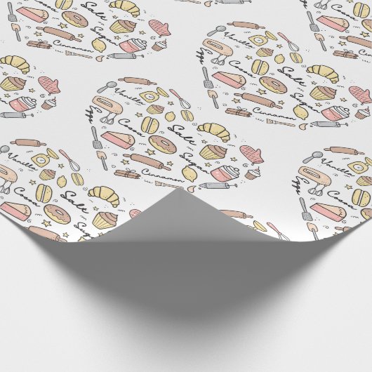 Baker Heart Funny Bakery Baking Pastry Chef Cadeaupapier (Hoek)