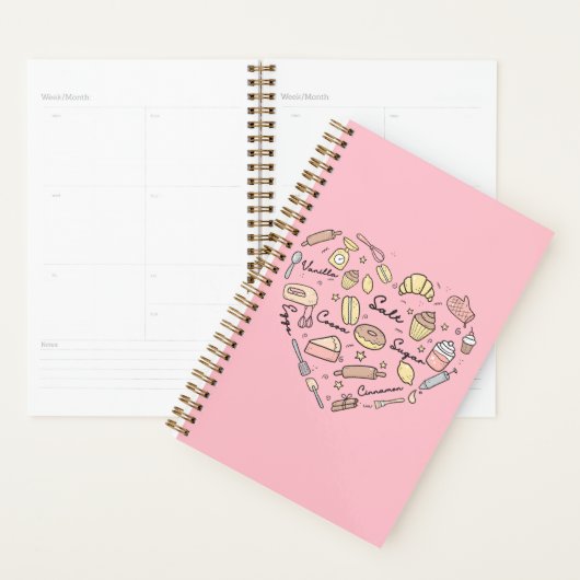 Baker Heart Funny Bakery Baking Pastry Chef Planner (Display)