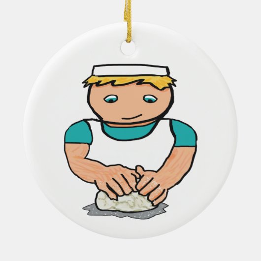 Baker Kneading Dough for Baking Bread Keramisch Ornament (Achterkant)