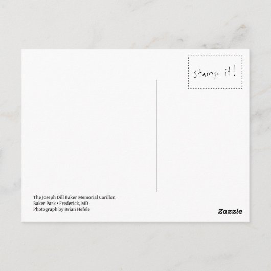 Baker Park, Frederick, MD Briefkaart (Achterkant)