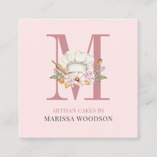Baker Pastry Chef Bakers Tools Roze Square Busines Vierkante Visitekaartje