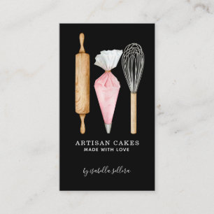 Baker Pastry Chef Baking Utensils Black Business Visitekaartje