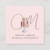 Baker Pastry Chef Pink Elegant Cake Vierkante Visitekaartje (Voorkant)