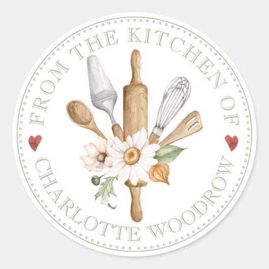 Baker Pastry Chef Tools Food Label Sticker (Voorkant)