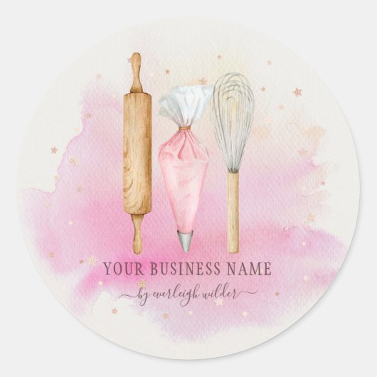 Baker Pastry Chef Utensils Roze Product Labels (Voorkant)
