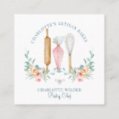 Baker Pastry Chef Waterverf Baker Vierkante Visitekaartje (Voorkant)