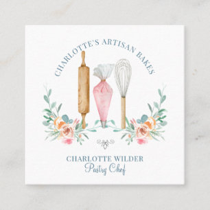 Baker Pastry Chef Waterverf Baker Vierkante Visitekaartje