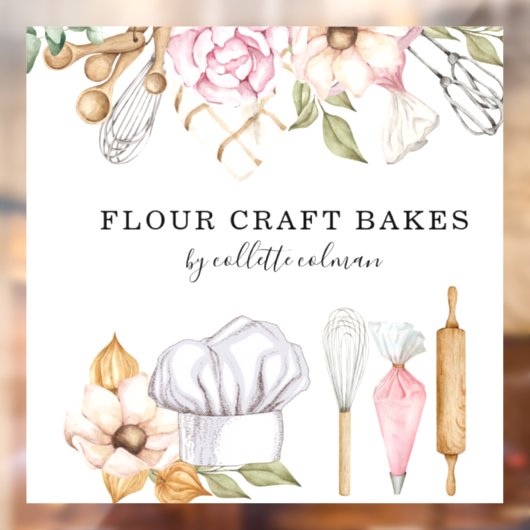 Baker Pastry Chef Waterverf Baking Tools Raamsticker (Vel 2)