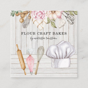 Baker Pastry Chef Waterverf Baking Tools Vierkante Visitekaartje