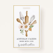Baker Pastry Chef Waterverf Business Badge (Voorkant)