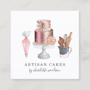 Baker Pastry Chef Waterverf Cake Baking Utensils Vierkante Visitekaartje
