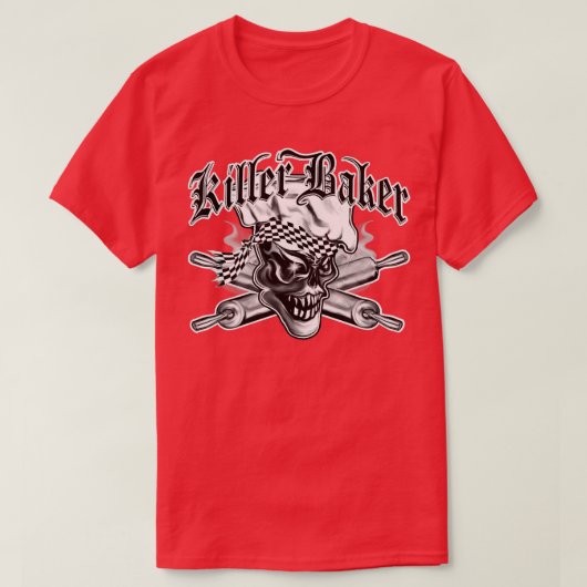 Baker Skull 5 Killer Baker and Crossed Rolling Pin T-shirt (Design voorkant)