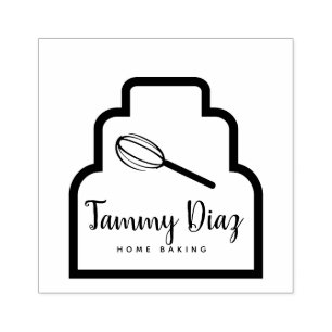 Baker Whisk Bakery Cake Logo Rubberstempel