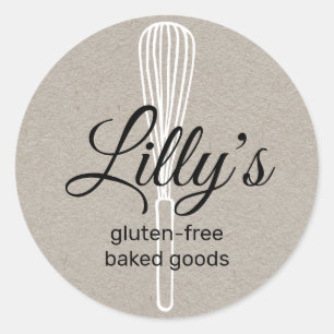 Baker Whisk Bakery Square Kraft Visitekaartje Ronde Sticker
