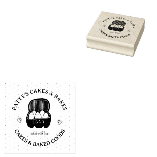 Baker's Bakery Logo Pink Black Label Rubberstempel (Gestempeld)