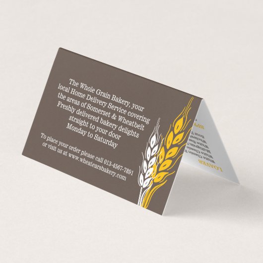 Bakers blé brun jaune livraison menu affaires (Dos)