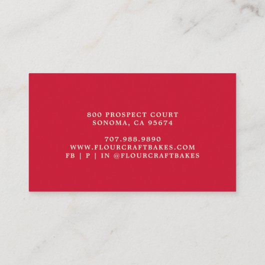 Baker's Chef's Pet Rood Visitekaartje (Achterkant)