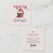 Baker's Cupcake Logo Calligraphy Script Roze Vierkante Visitekaartje (Voorkant / Achterkant)