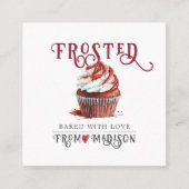 Baker's Cupcake Logo Calligraphy Script Vierkante Visitekaartje (Voorkant)