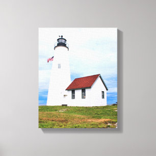 Bakers Island Lighthouse MA Wrapped Canvas Afdruk