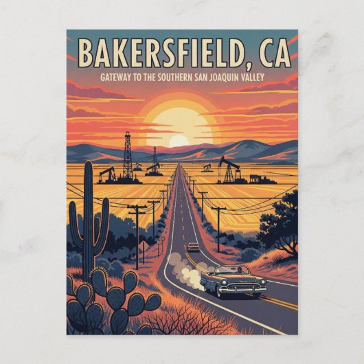 Bakersfield California Central Valley Briefkaart (Voorkant)