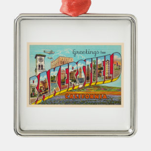 Bakersfield California, groot letter Briefkaart Metalen Ornament