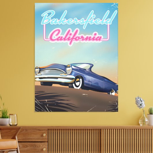 Bakersfield California reisposter Canvas Afdruk (Insitu (Woonkamer))